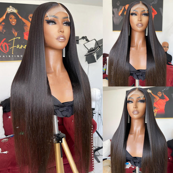 5x5 Transparent Lace Closure Straight Wig Virgin Hair 180% Density