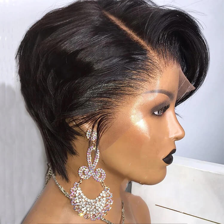 Short Pixie Cut Wig Straight Human Hair Wigs T Part  display picture 1