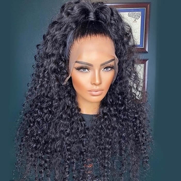 13x6 Lace Wig Curly Deep Wave Virgin Hair Pre-plucked Hairline