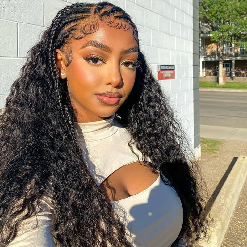 Braids With Curls 13x4 HD Lace Full Front Wig Free part  display picture 1