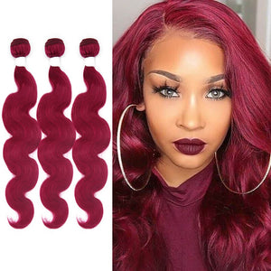 HJ Weave Beauty Burgundy Colored Virgin Hair Body Wave Bundle Deal