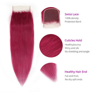 HJ Weave Beauty Burgundy Colored Virgin Hair Straight Bundle Deal