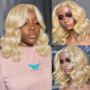 613 Blonde color 4x4 Lace Bob Wigs 180% Density bodywave wig