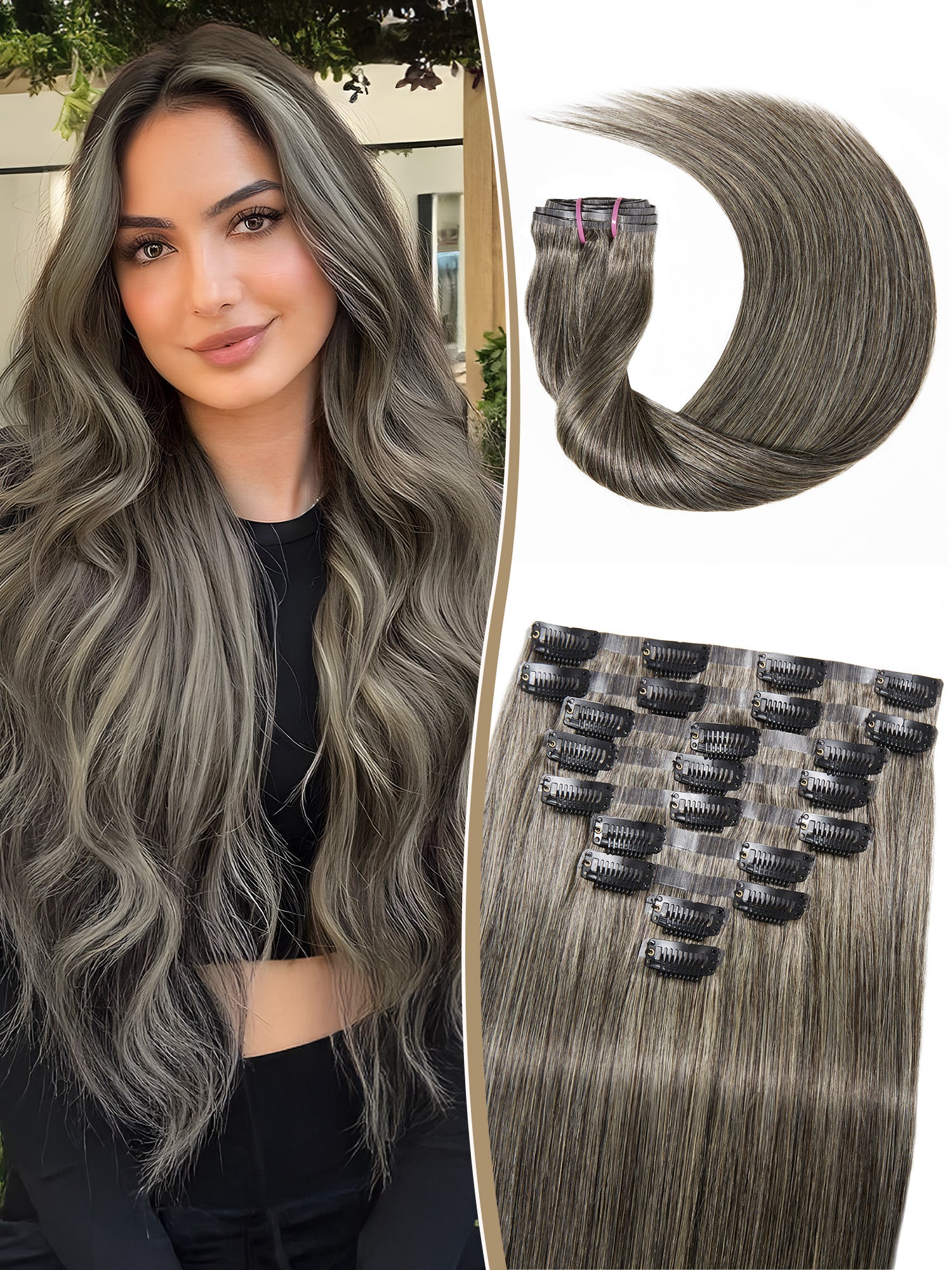 #30 Color Encaje transparente 5 × 5 Peluca de cabello ondulado frontal del cuerpo 250% Densidad (3 paquetes + 1 cierre)