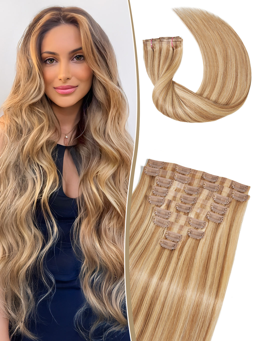 #30 Color Encaje transparente 5 × 5 Peluca de cabello ondulado frontal del cuerpo 250% Densidad (3 paquetes + 1 cierre)