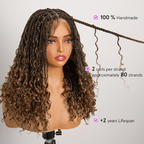 Bohemian Full Lace Braided Wig Brown Ombre with Baby Hair Synthetic 300% Density