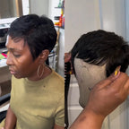 Peluca de corte pixie Peluca de máquina completa de cabello humano ondulado
