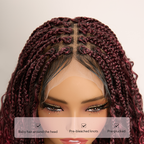 Bohemian Full Lace Braided Wig 99J Ombre with Baby Hair Synthetic 300% Density