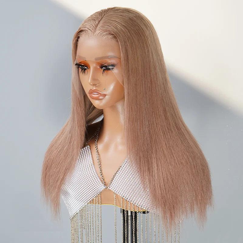 13x4 Glamorous Pink Latte Color Lace Frontal Human Hair Wig - SHINE HAIR WIG