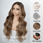 Glamorous Style 13x4 Glueless Luxury Layered Highlight Wavy Wig 250% Density