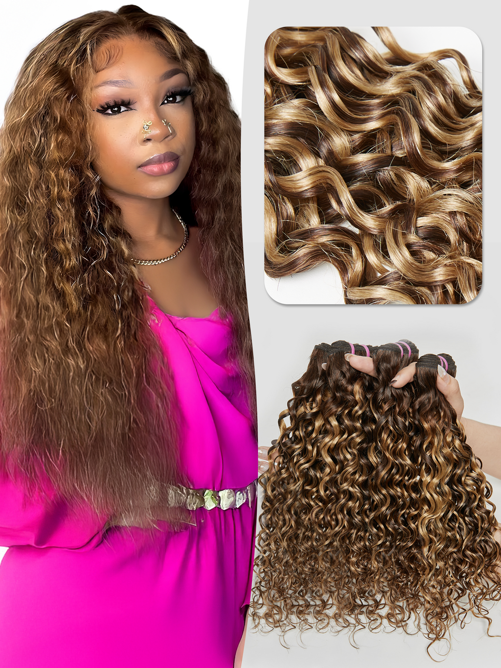 4/27 Water Wave Bundles Virgin Brazilian Human Hair Extensions