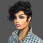 Chic Mature Boss Full Transparent Lace Short Curly Wig