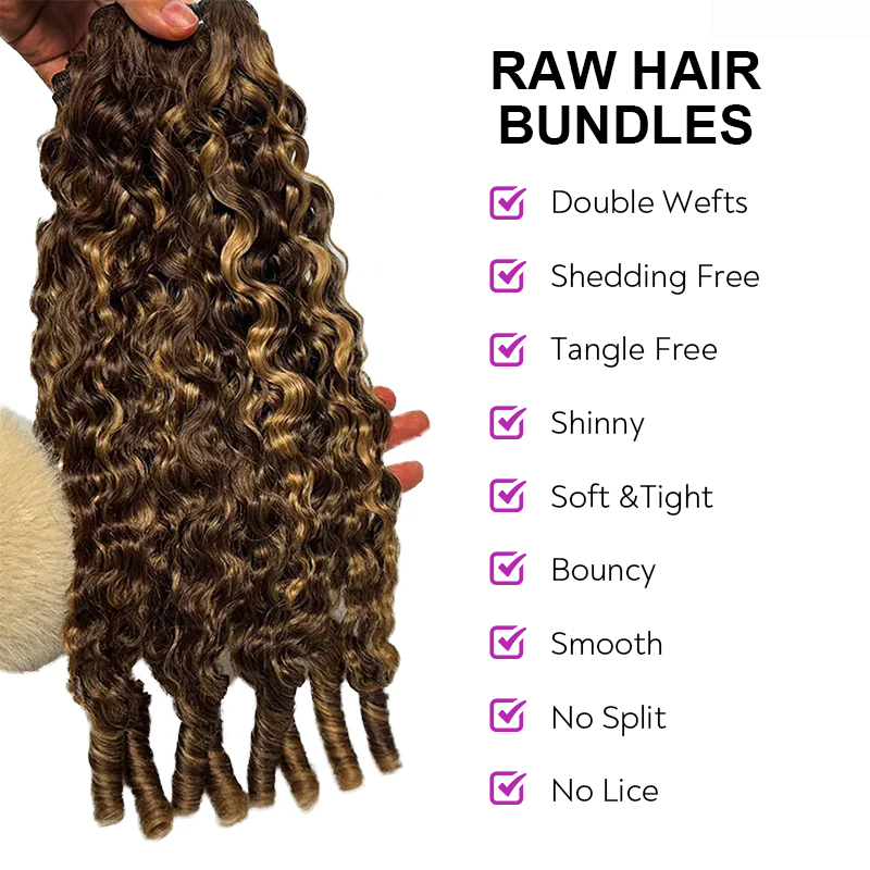 Burmese Curly Hair Extensions Highlight Color 100% Natural Unprocessed Raw Weave