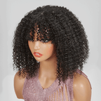 HJ weave beauty hair For Beginners Glueless Kinky Curly Bob Wig With Bangs