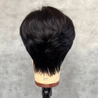 Short Layered Glueless Pixie Wig with Asymmetrical Side Bangs