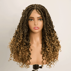 Bohemian Full Lace Braided Wig Honey Blonde Ombre with Baby Hair Synthetic 300% Density
