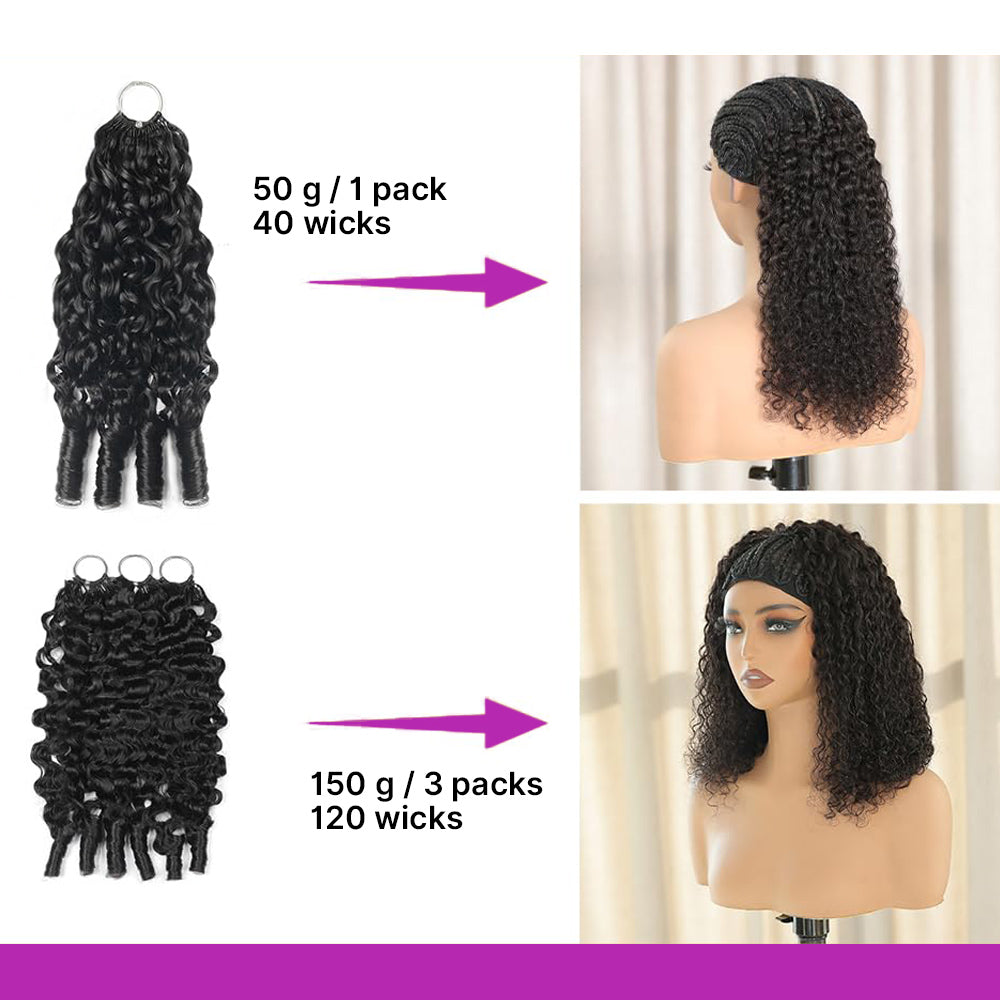 Burmese Curly Crochet Extensions Feathered Effect Silky and Knotless Natural Black