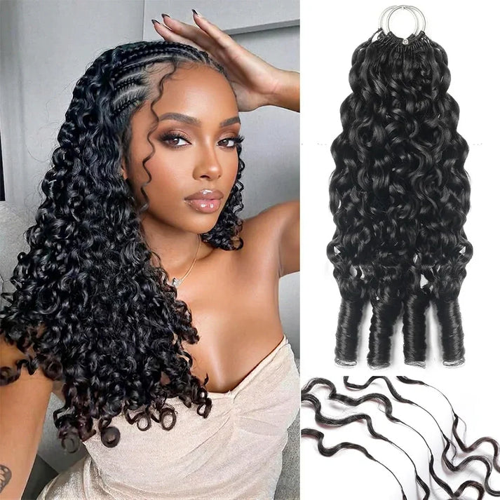Burmese Curly Crochet Extensions Feathered Effect Silky and Knotless Natural Black
