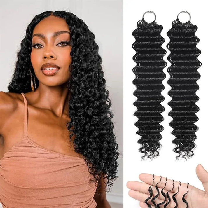 Pre Separated Deep Wave Crochet Hair Feathered Texture Silky Shine Knotless Natural Black