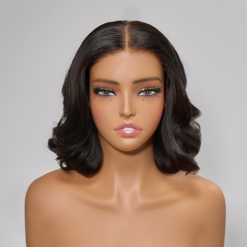Natural Style Glueless Bob Wear Go 4x4 Wavy Wig 100% Human Hair