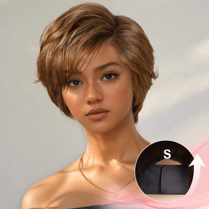 Glueless Layered Tangle Free Honey Blonde Color 7x4 Pixie Cut Wig