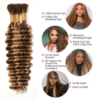 Extension Bulk Hair For Bohemian Braiding #4/27 Highlighted Color Deep Curly Human Hair
