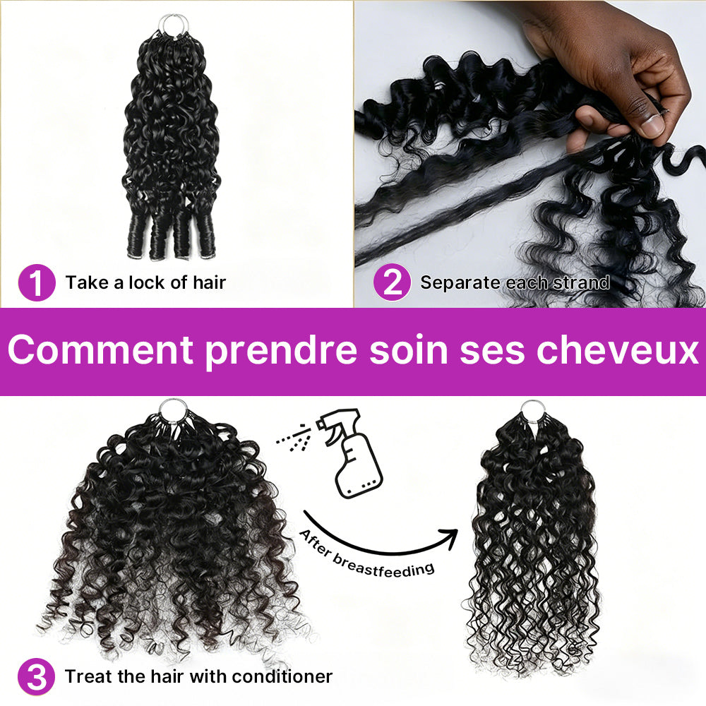 Burmese Curly Crochet Extensions Feathered Effect Silky and Knotless Natural Black
