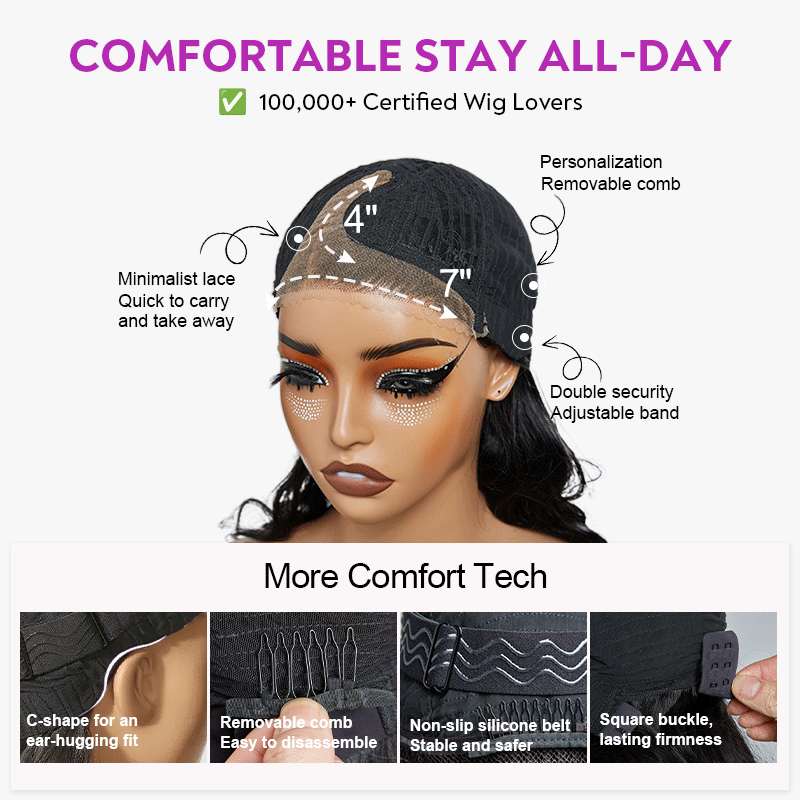 Elegant 7x4 Glueless Highlight Color Wig Bleached Knots Adjustable Cap