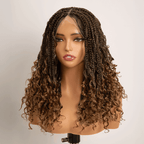 Bohemian Full Lace Braided Wig Brown Ombre with Baby Hair Synthetic 300% Density