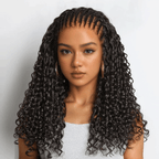 Glueless Knotless 13x4 Deep Curly Braid Wig with Flexi-Fit Drawstring Cap