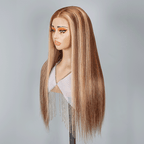 9x6 Glueless Blonde Highlight Wig Straight Human Hair