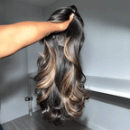 Luxury 13x4 Glueless Layered Highlight Wavy Wig Human Hair Wear Go 250% Density