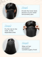Clip in Hair Extensions Real Human Hair Remy Human Hair 125g 9Pcs Natural Black