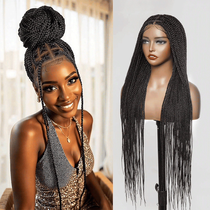Full Lace Synthetic Box Braids Wig Top Quality 300% Density