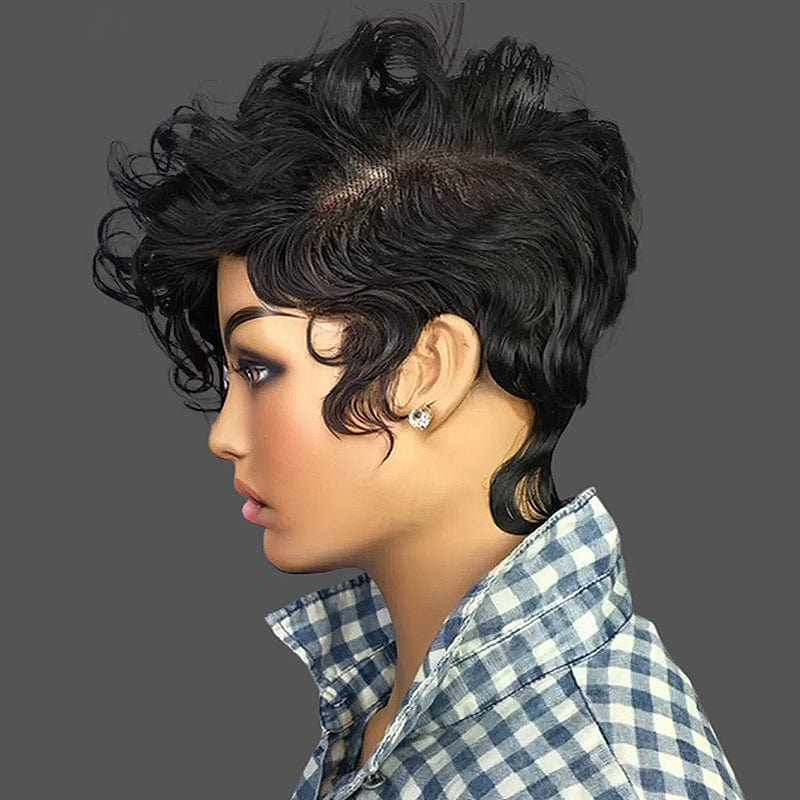 Chic Mature Boss Full Transparent Lace Short Curly Wig