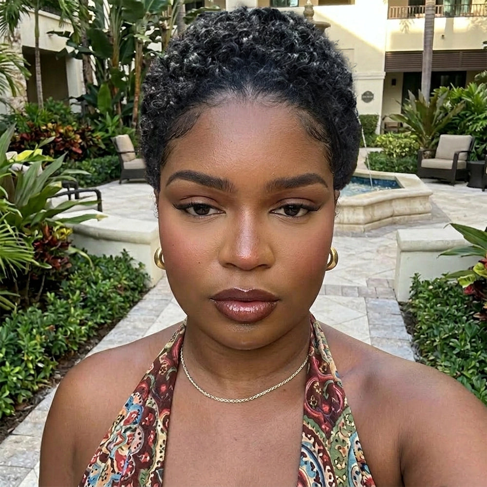 Full Lace Minimal Curly Afro Pixie Cut Wig With Drawstring Short Wig