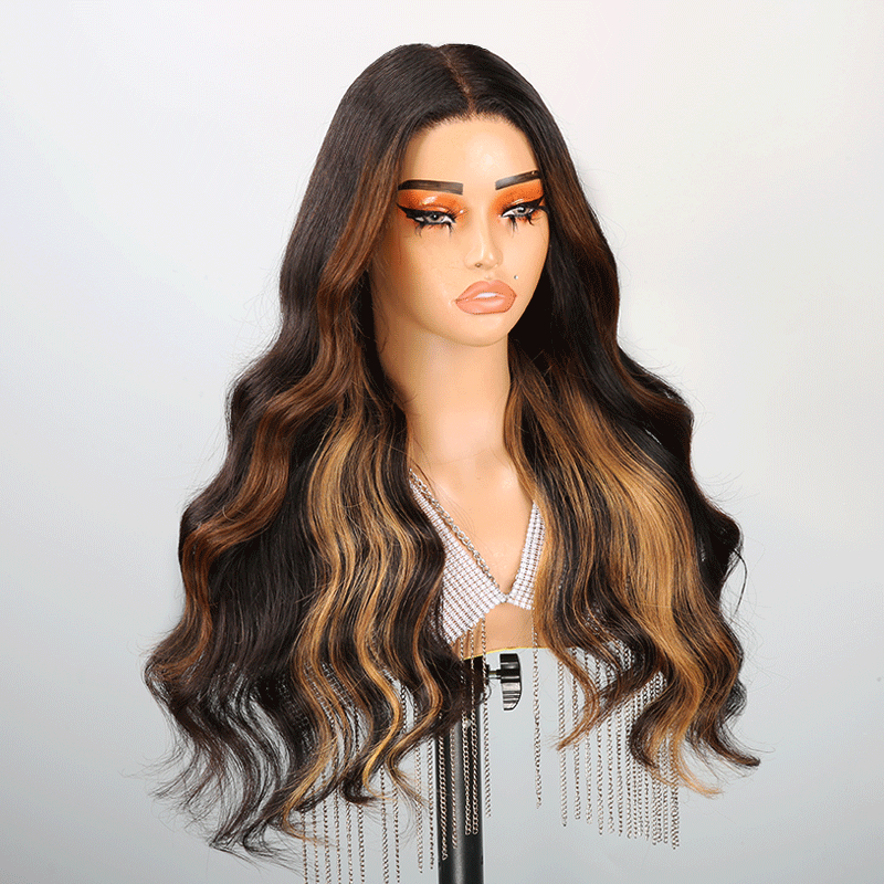 9x6 Chic Glueless Blonde Highlight Body Wave Wig