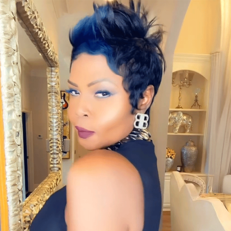 Full Lace Blue Highlight Short Wig