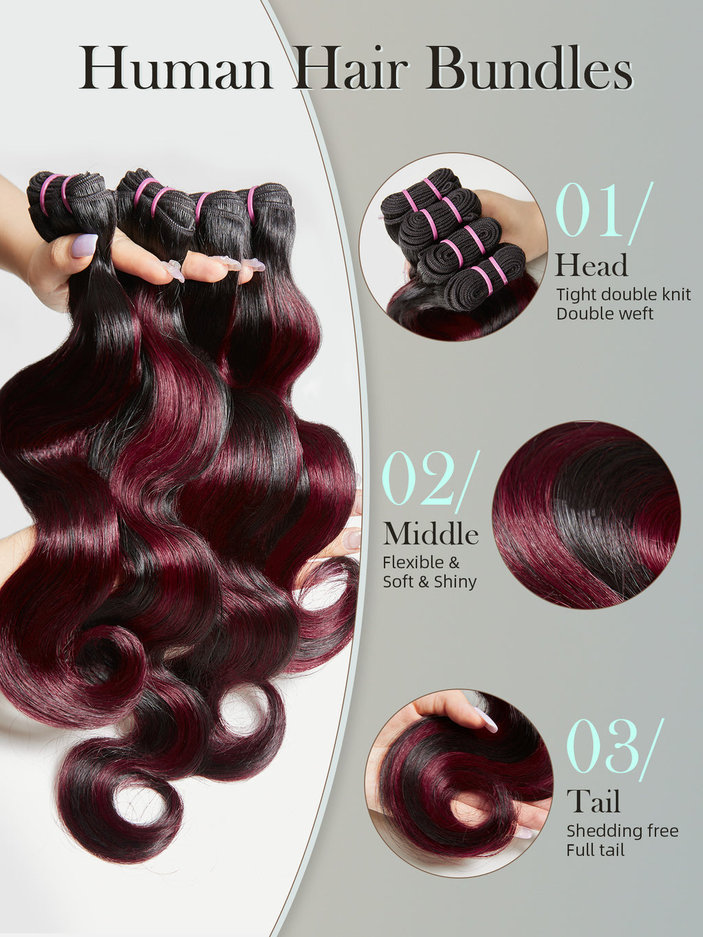 #30 Color Encaje transparente 5 × 5 Peluca de cabello ondulado frontal del cuerpo 250% Densidad (3 paquetes + 1 cierre)