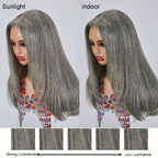 7x5 Glueless Sleek Salt & Pepper Color Straight Wig
