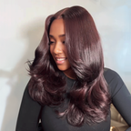 5x5 Glueless Dark Burgundy Layered Body Wave Wig (24 Hours Shipping)