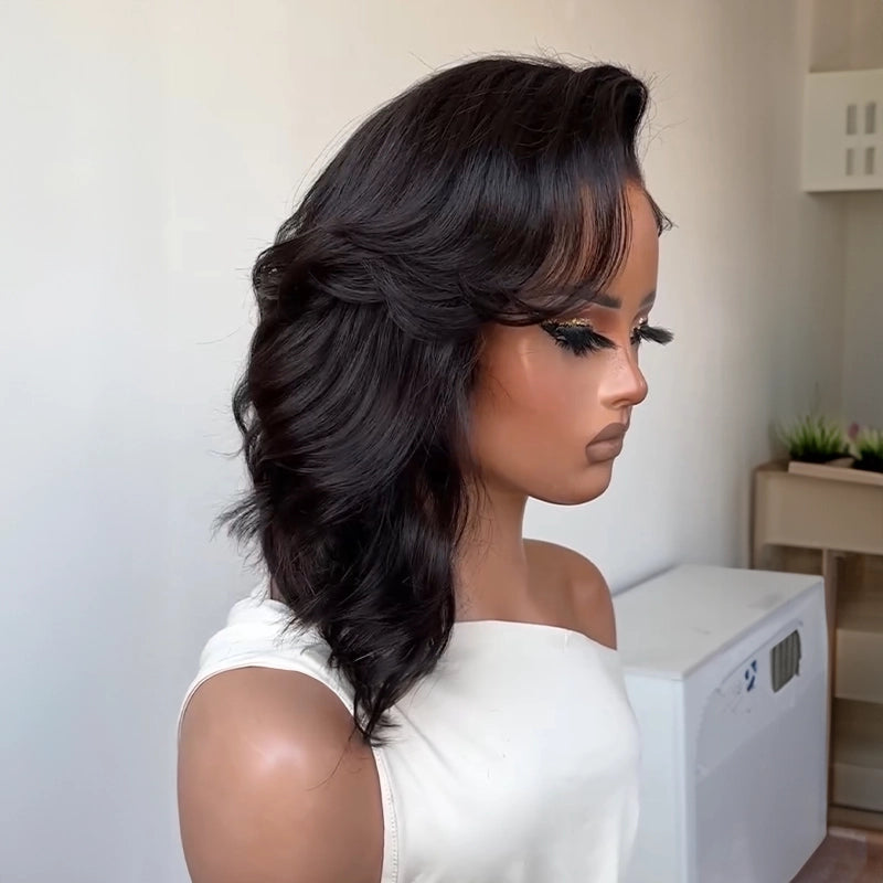 Full Lace Short Asymmetrical Side Part Style Half Pixie Wig
