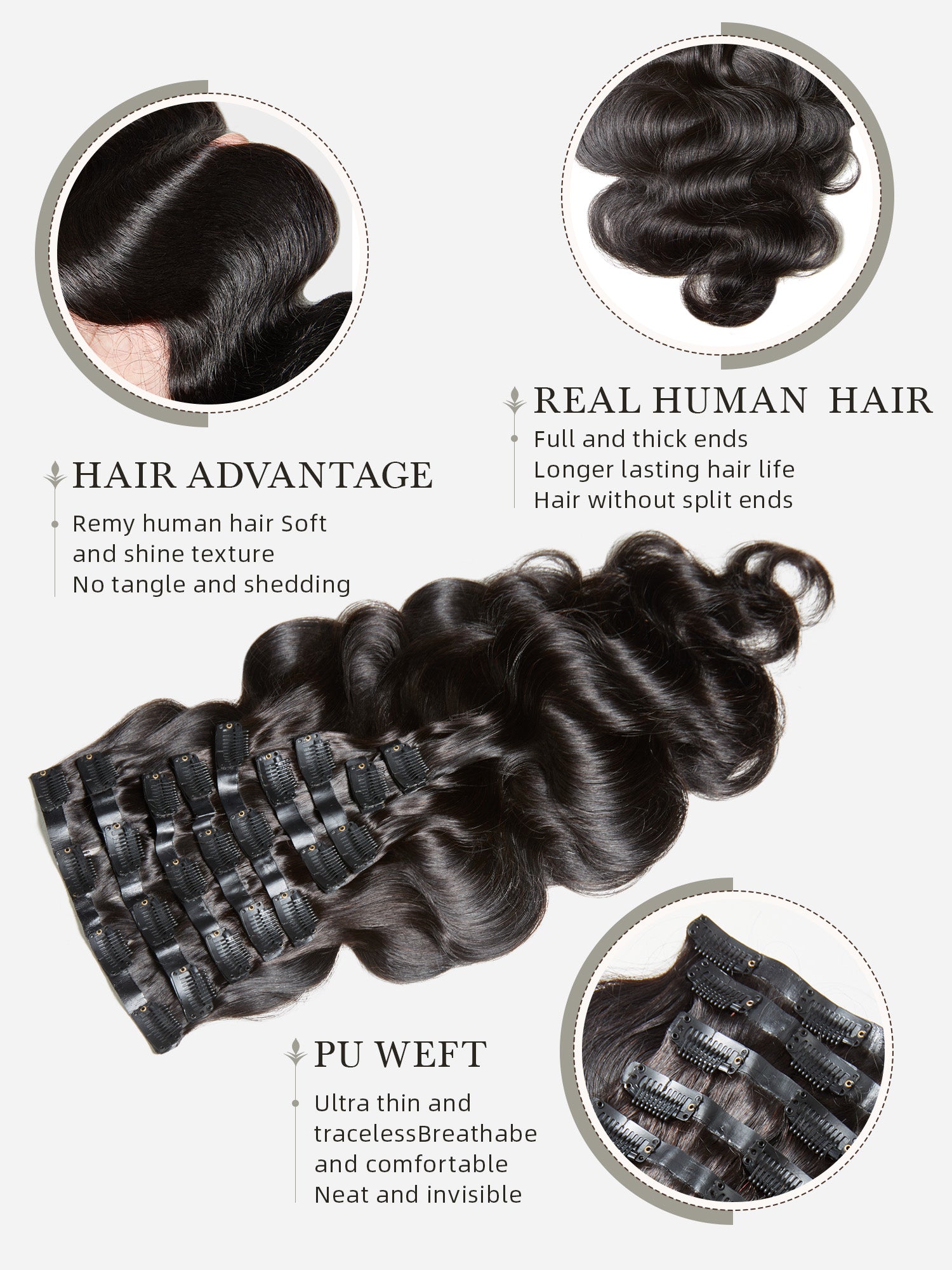 #30 Color Encaje transparente 5 × 5 Peluca de cabello ondulado frontal del cuerpo 250% Densidad (3 paquetes + 1 cierre)