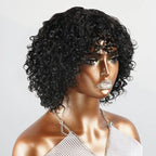 Glueless Natural Playful Curls Short Bob Wig With Curly Bangs