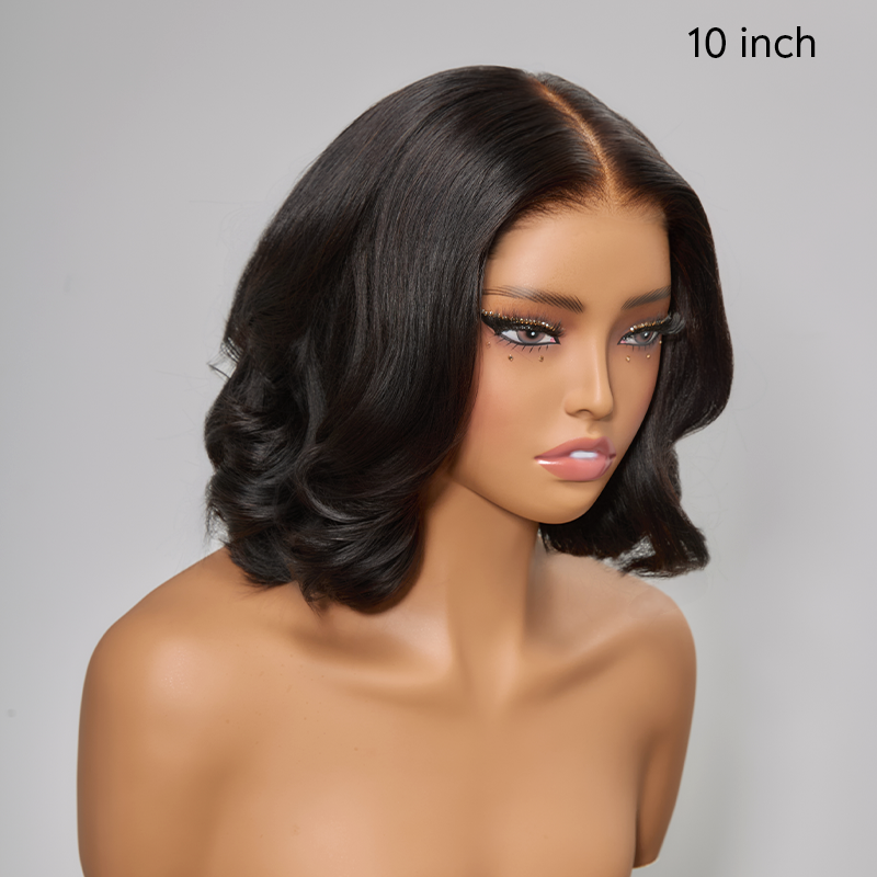Natural Style Glueless Bob Wear Go 4x4 Wavy Wig 100% Human Hair