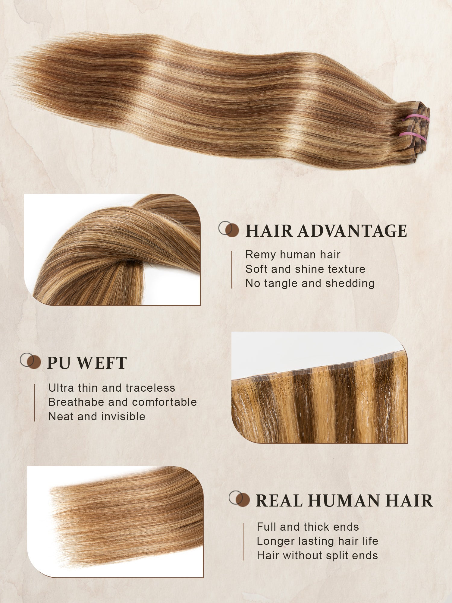 #30 Color Encaje transparente 5 × 5 Peluca de cabello ondulado frontal del cuerpo 250% Densidad (3 paquetes + 1 cierre)