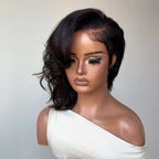 Full Lace Short Asymmetrical Side Part Style Half Pixie Wig