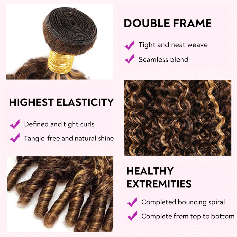 Burmese Curly Hair Extensions Highlight Color 100% Natural Unprocessed Raw Weave