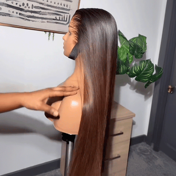 Free Parting 13x4 Glueless Ombre Brown Color Wig Straight 250% Density