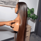 Free Parting 13x4 Glueless Ombre Brown Color Wig Straight 250% Density
